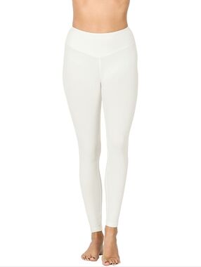 Zenana Ivory Cotton Leggings | High Waist Stretch Basic | Non-See Through | S–3X